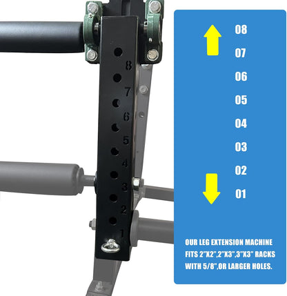 BLUSLM Power Rack Mounted Leg Extension and Curl Machine for Home Gym Equipment, Adjustable Leg Extension Attachment, Leg Press Attachment for Lower Body Leg Muscle Training