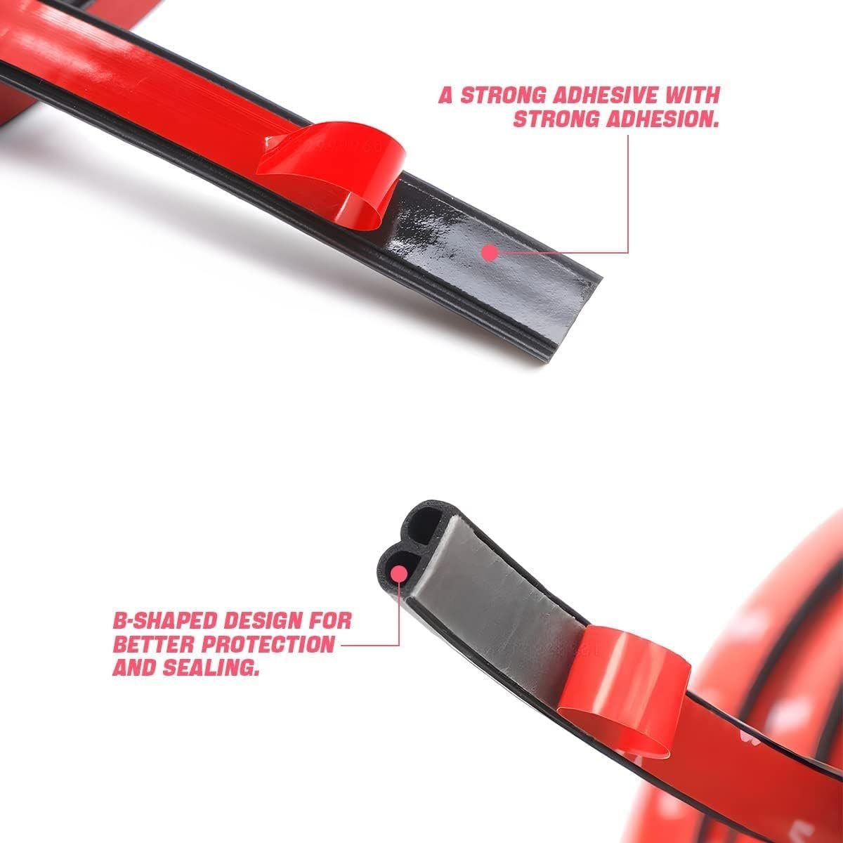 Car Door Rubber Seal Strip - Double Layer 5 Holes Self Adhesive Sealing Stickers, Noise Insulation Weatherstrip Edge Protector, Auto Interior Accessories for Tailgate (32.8FT)