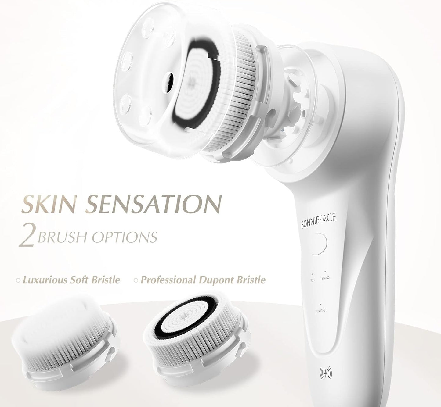 BONNIEFACE Sonic Facial Cleansing Brush for Deep and Through Facial Cleansing, Waterproof Face Scrubber and Ultimate Blackhead Remover for Daily Skin Care, Rechargeable and Gentle Face Exfoliator