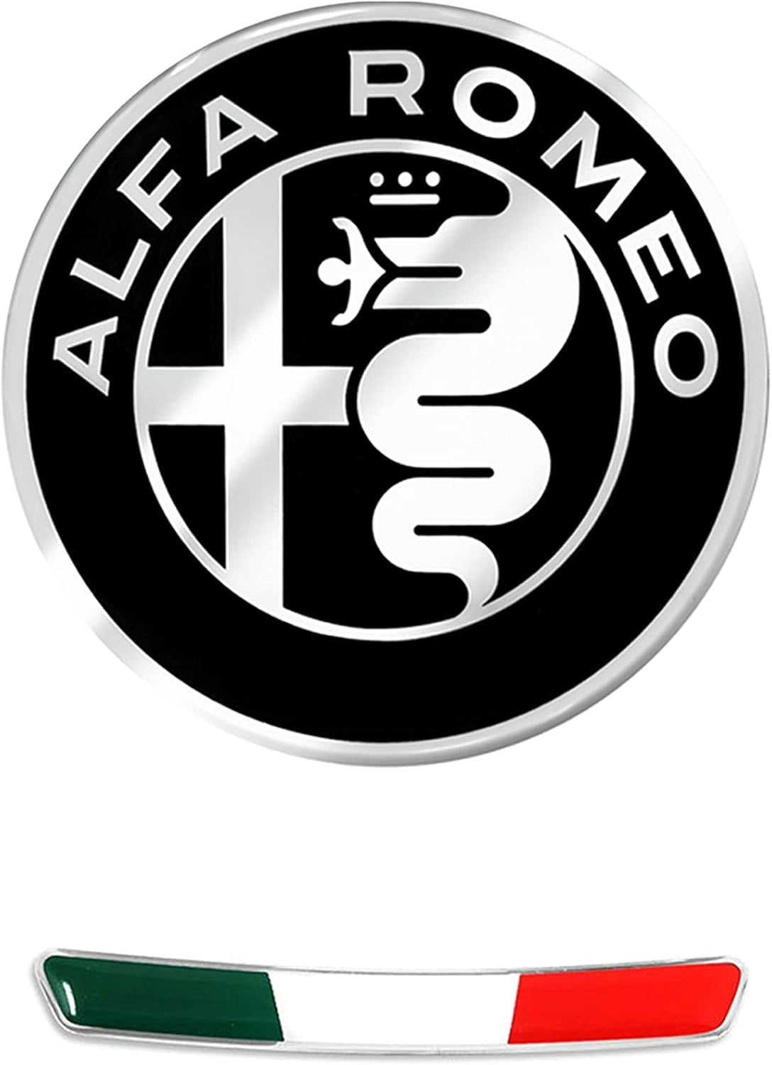 4R Quattroerre.it Sticker Kit Alfa Romeo Logo 51 mm + Flag for Giulia Stelvio Interior