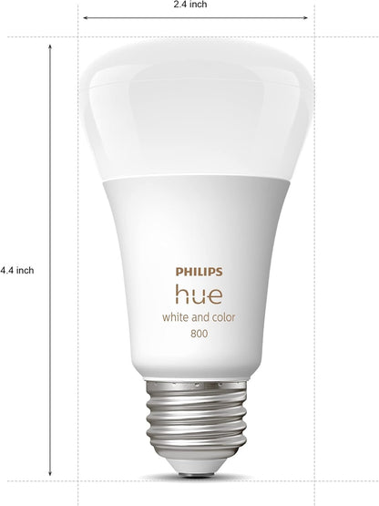 Philips Hue Smart Lighting Bundle: 3-Pack A19 LED Smart Light Bulbs (White and Color Ambiance) with Philips Hue Bridge - Control with Hue App, Compatible with Alexa, Google Assistant, Apple Homekit