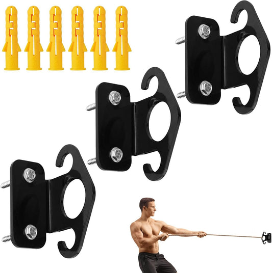 3pcs Resistance Band Anchor, Wall Mount Workout Anchors Resistance Band Hooks with Screws Home Suspension Training Kit Resistance Band Accessories for Home Gym Workouts