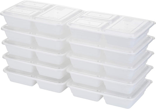 Good Cook Meal Prep, 3 Compartments BPA Free, Microwavable/Dishwasher/Freezer Safe, White