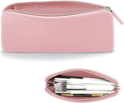 Travel Makeup Brush Holder, Silicone Bag to Protect Make up Accessories for Daily, Work or Gift (Pink)