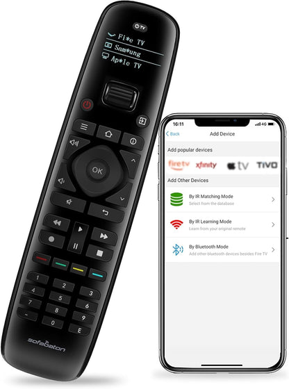 SofaBaton U2 Universal Remote with Smartphone APP, Long Range Infrared, All in One Universal Remote Control Compatible for Smart TVs/DVD/STB/Projector/Streaming Players/Blu-ray