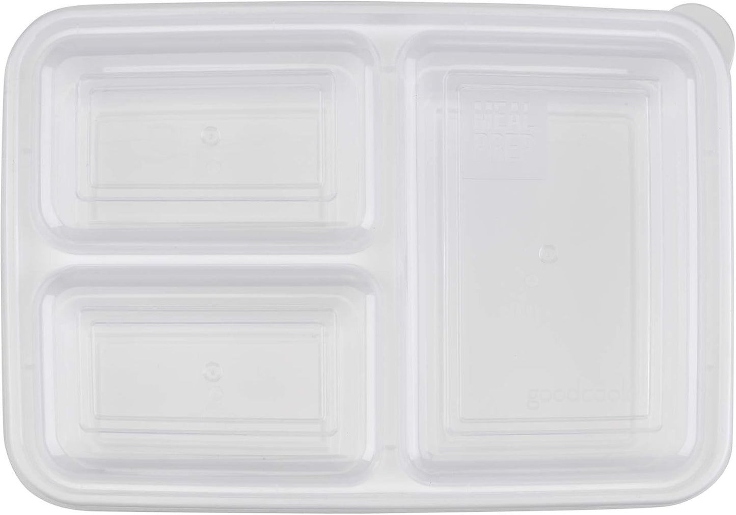 Good Cook Meal Prep, 3 Compartments BPA Free, Microwavable/Dishwasher/Freezer Safe, White