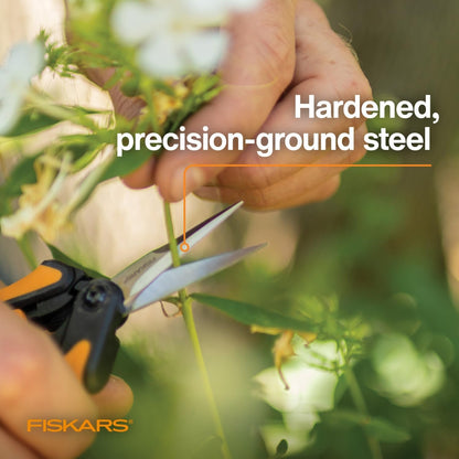 Fiskars Softouch Micro-Tip Pruning Snip, Non-Coated Blades, Orange/Black (399240-1003)