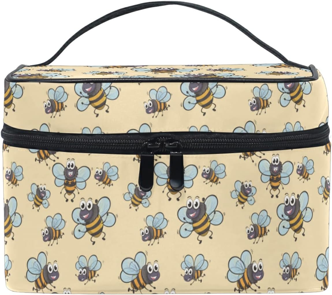 Cartoon Baby Cute Bee Beauty Case for Travel Women Cosmetics Bag Make up Makeup Bags Makeup Organizer Girl, Cute Funny