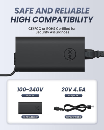 90W 65W 45W USB C Charger for Dell Laptops - Compatible with Dell Latitude 5440 5540 5420 5520 7420 5430 7430 7330 7320, Dell XPS 13 XPS 15 2 in1 9575 - Dell Laptop USB C Power Adapter