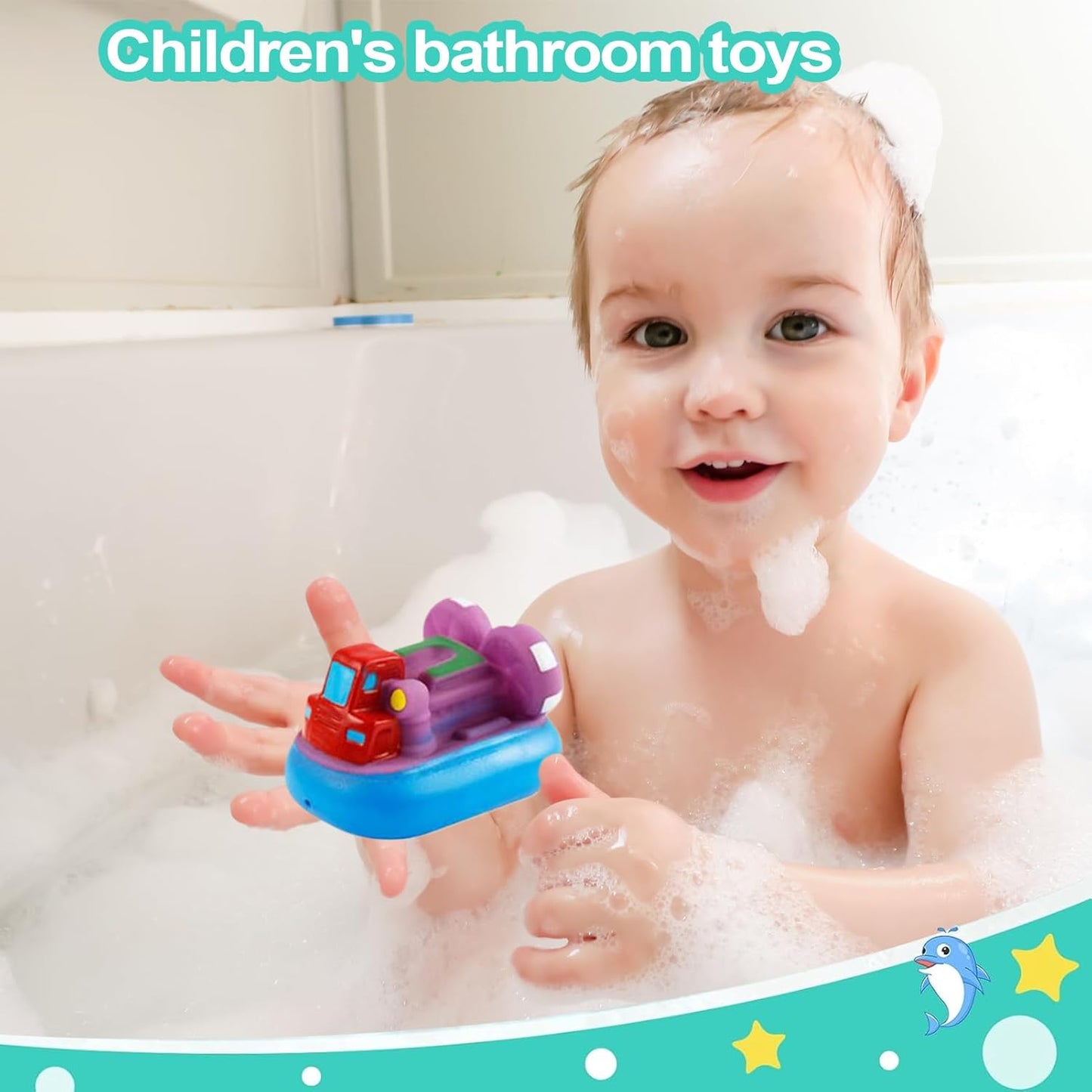 Bath Toys, Swimming Water Toys Set, 6-Pack Toddler Bathing Play Supplies for Boys Girls, Floating Pool Entertainment Toys for Bathtime and Outdoor Fun
