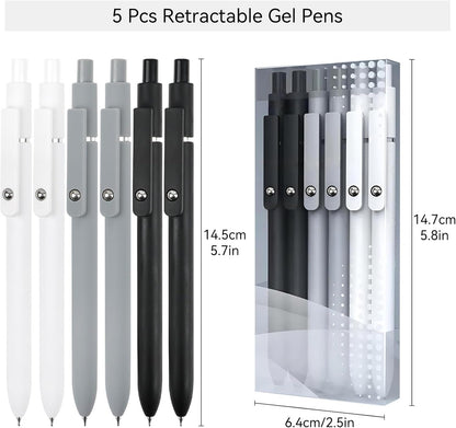 ZCOINS 6 Pcs 0.5mm Retractable Black Ink Gel Pens, Fine Point, Quick Dry, Smooth Writing, Japanese Rollerball Gel Pens for Journaling Nurse Office School Stationery Supplies Gifts