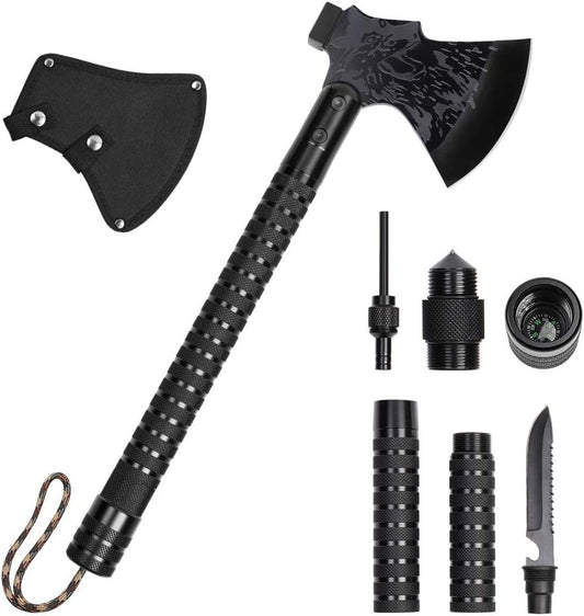 Camping Survival Axe, Multitool Camping Hatchet with Hammer Folding Tactical Hatchet Survival Tools for Hiking, Backpacking, Emergency, Hunting, Outdoor
