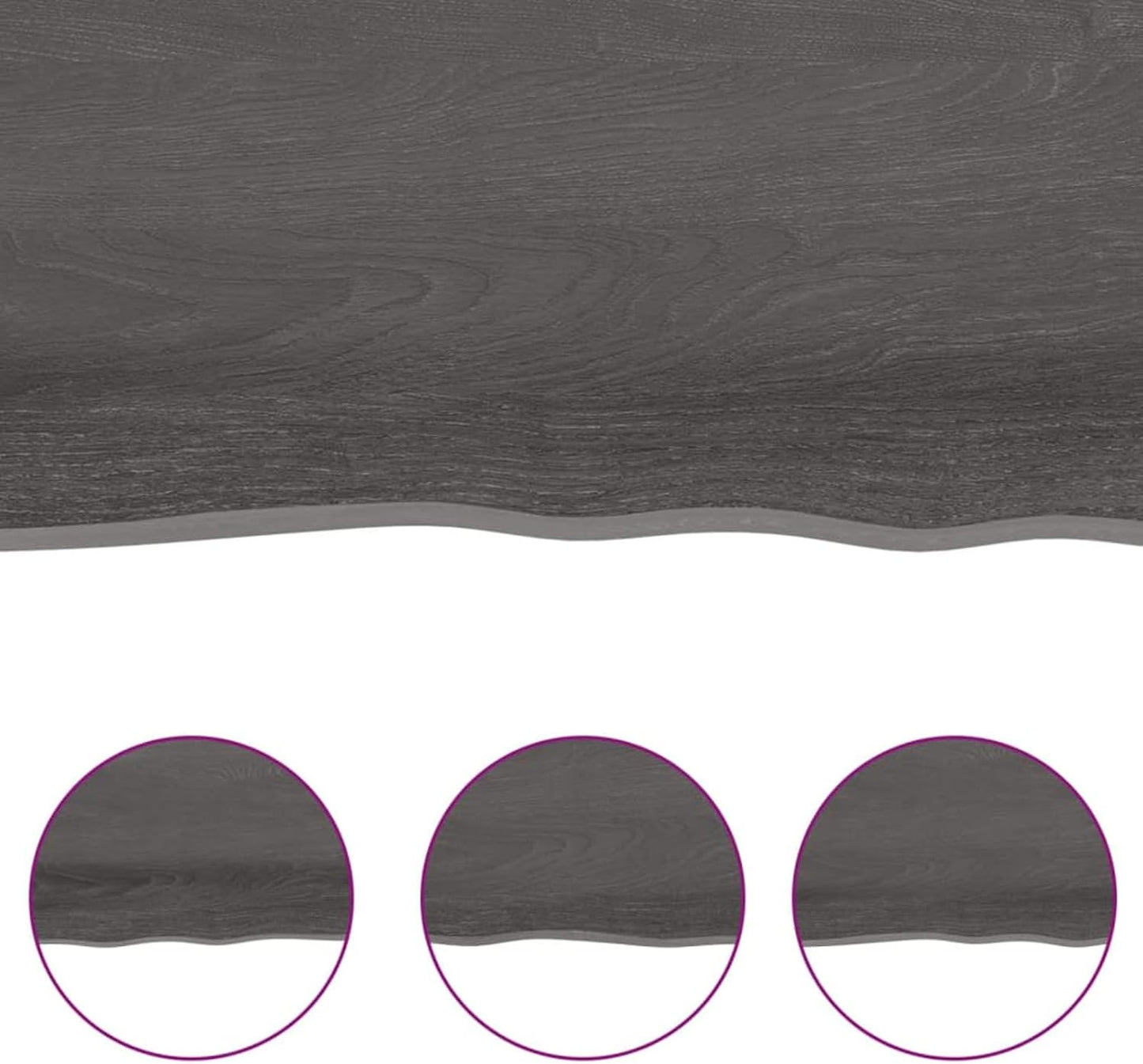 Solid Wood Tabletop, Dark Brown, 220 x 50 x (2-4) cm, Live Edge, Replacement for Kitchen Coffee Table, Dining Table, Desktop Surface, Durable and Stylish