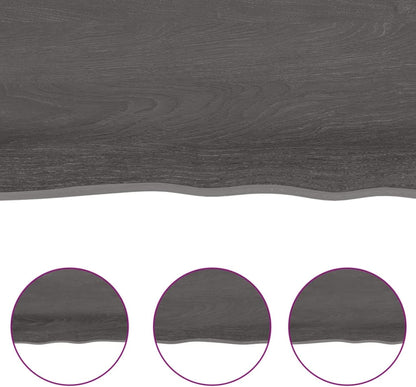 Solid Wood Tabletop, Dark Brown, 220 x 50 x (2-4) cm, Live Edge, Replacement for Kitchen Coffee Table, Dining Table, Desktop Surface, Durable and Stylish