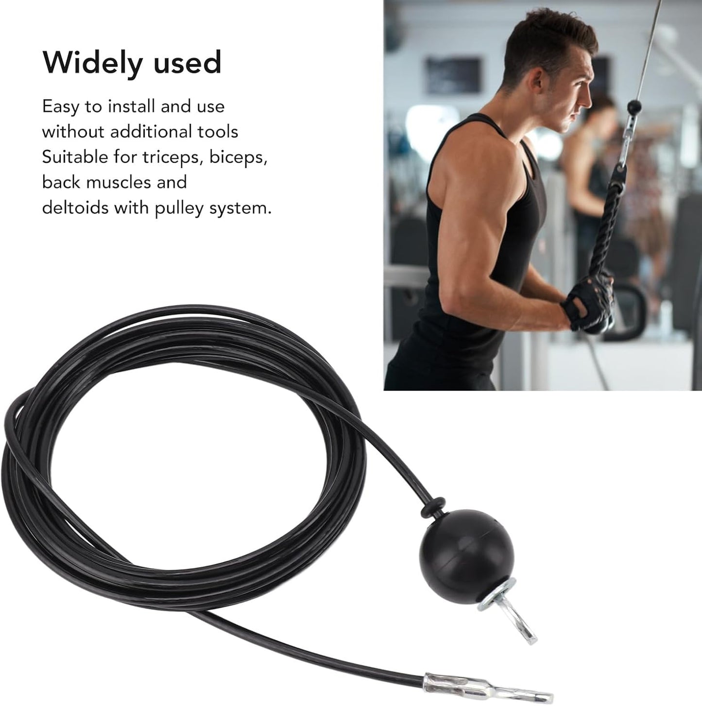 Fitness Pulley Cable, Adjustable Home Gym Cable Pulley System Replacement Fitness Cable for Pulley Machine Accessories, Heavy Duty Steel Wire Rope Home Gym Equipment