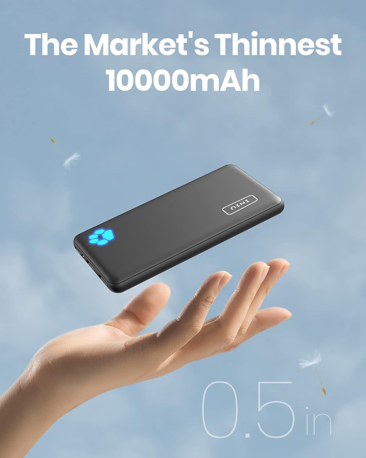 INIU Power Bank, Slimmest 10000mAh USB C Portable Charger, Triple 3A High-Speed Battery Pack, Flashlight External Battery Bank for iPhone 16 15 14 13 12 11 Pro Max Samsung S22 S21 Google Xiaomi iPad