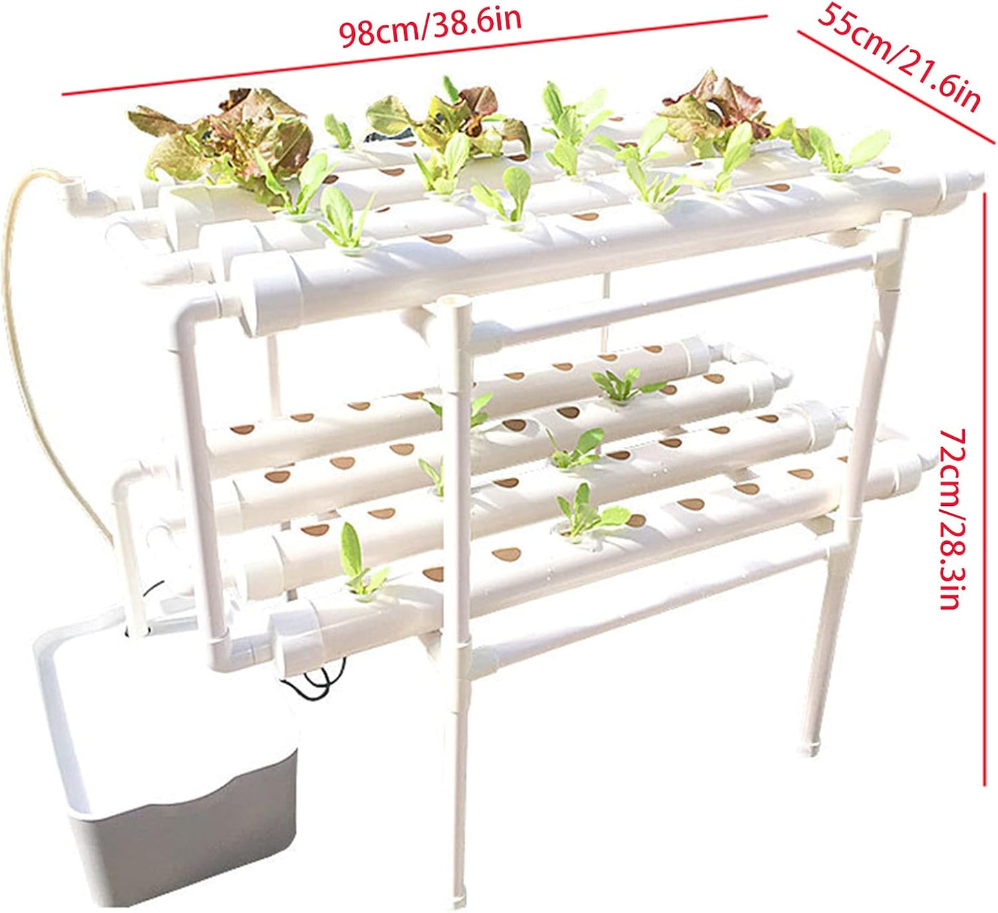 72 Plant Points Hydroponic Growing Systems Hydroponic Cultivation Kit Earthless Pipes Automatic Watering Systems for Offices Home Gardens 2 Levels