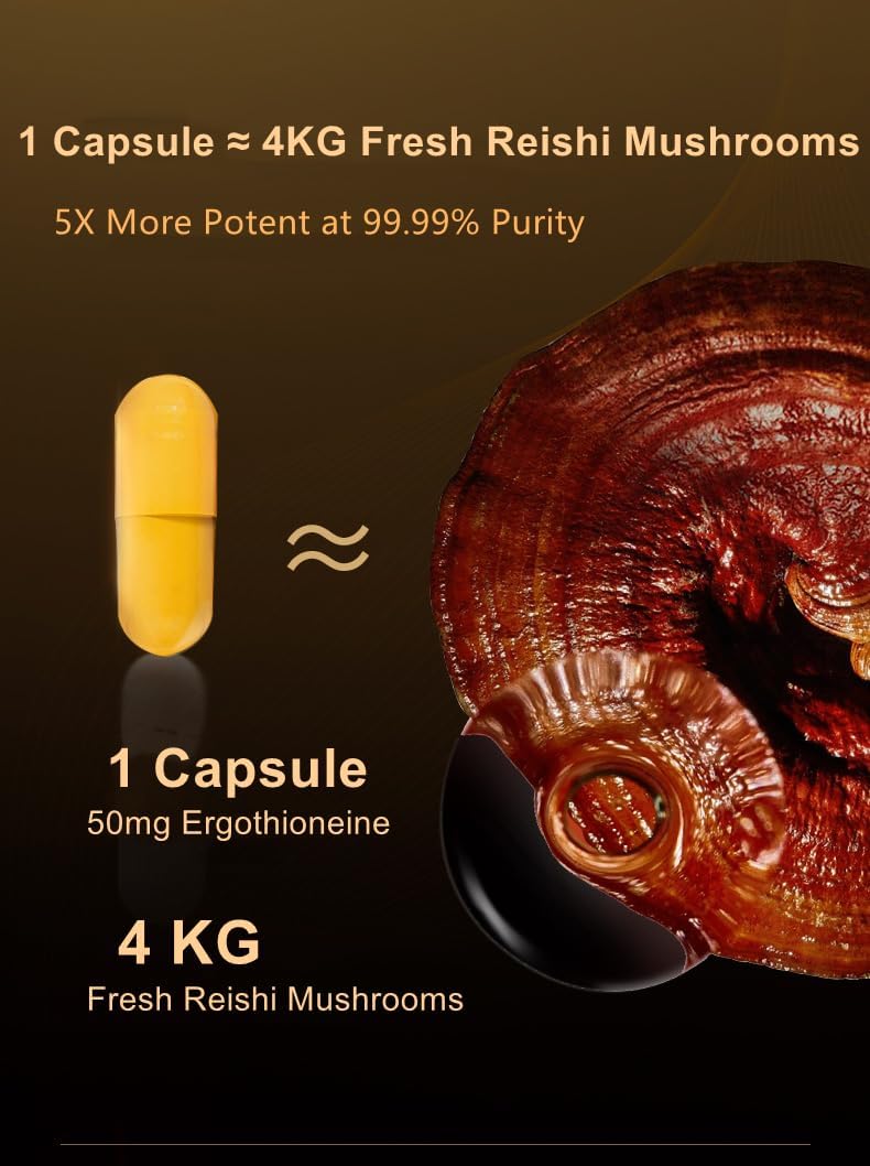 L-Ergothioneine 50mg Supplements Facts, Dietary Supplement Longevity Carbohydrate, Advanced Antioxidant Supplement for Wellness Routine, GMP Certified, Made in USA, 30 Veg Capsules
