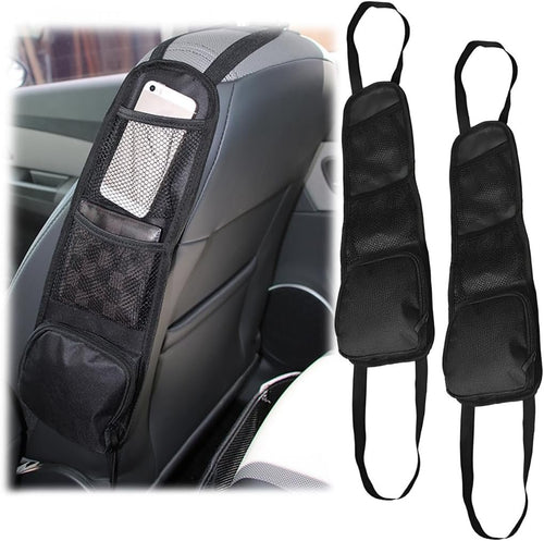 TSUGAMI Car Seat Side Organizer, Auto Seat Storage Hanging Bag, Multifunctional Stuff Holder with Mesh Net Pocket, Hold Phones Wallet Glasses Drink, Interior Accessories for Car, SUV, Truck (2 pcs)