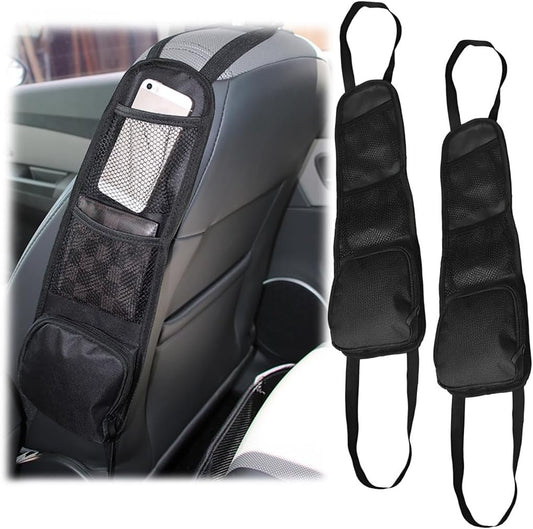 TSUGAMI Car Seat Side Organizer, Auto Seat Storage Hanging Bag, Multifunctional Stuff Holder with Mesh Net Pocket, Hold Phones Wallet Glasses Drink, Interior Accessories for Car, SUV, Truck (2 pcs)