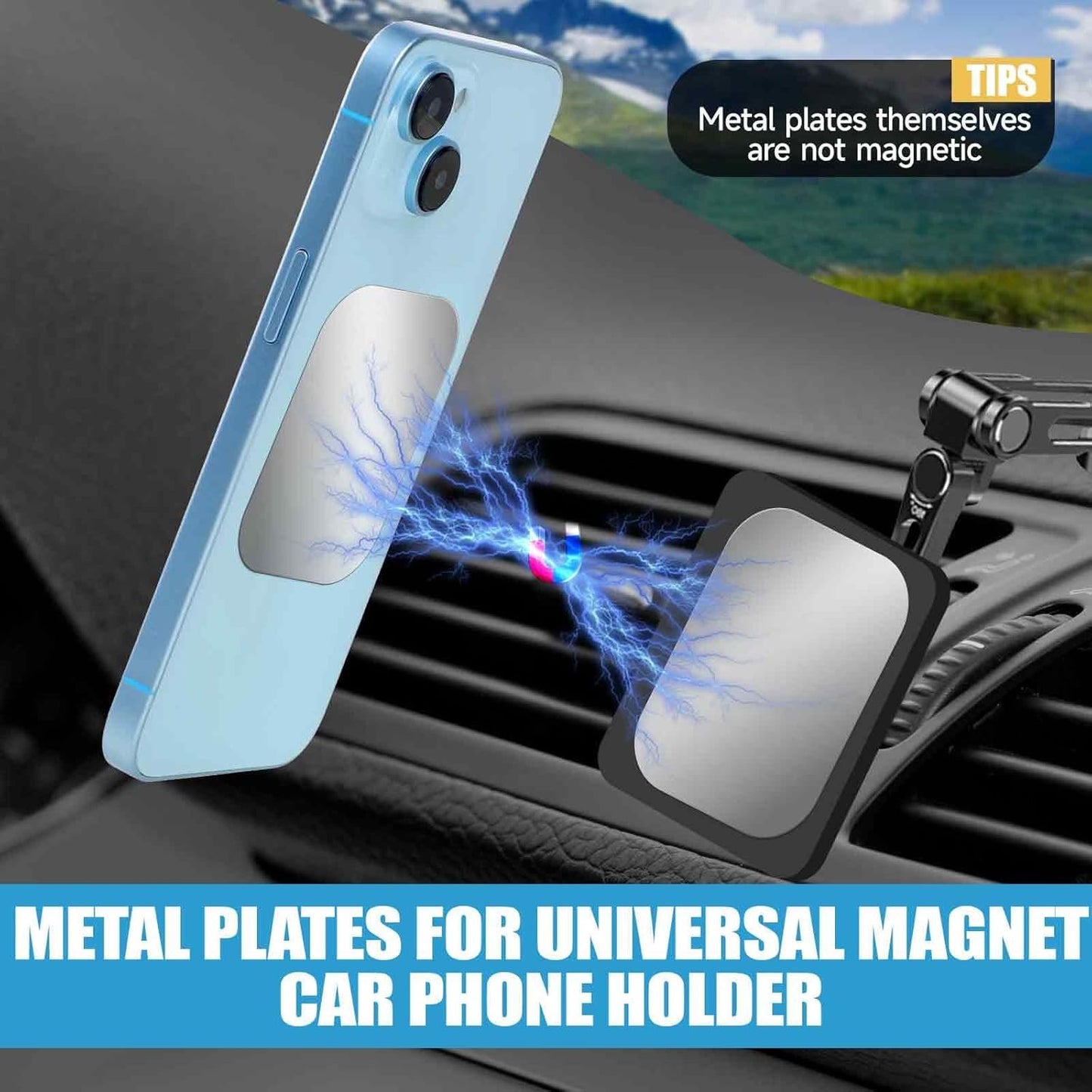 Bewudy 10 Pcs Adhesive Thin Metal Plates (Compatible with Magnetic Mounts), Magnet Phone Metal Plate for Magnetic Mount, Metal Plates for Phone Case, Metal Plate for Car Metal Plates for Phone