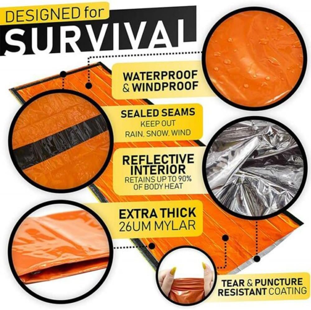 Sierra Madre Emergency Sleeping Bag, 84"X36" Waterproof Sierramadre Emergency Sleeping Bags for Survival, Pocket Size Survival Blanket, Thermal Bivy Sack for Outdoor Camping, Hiking
