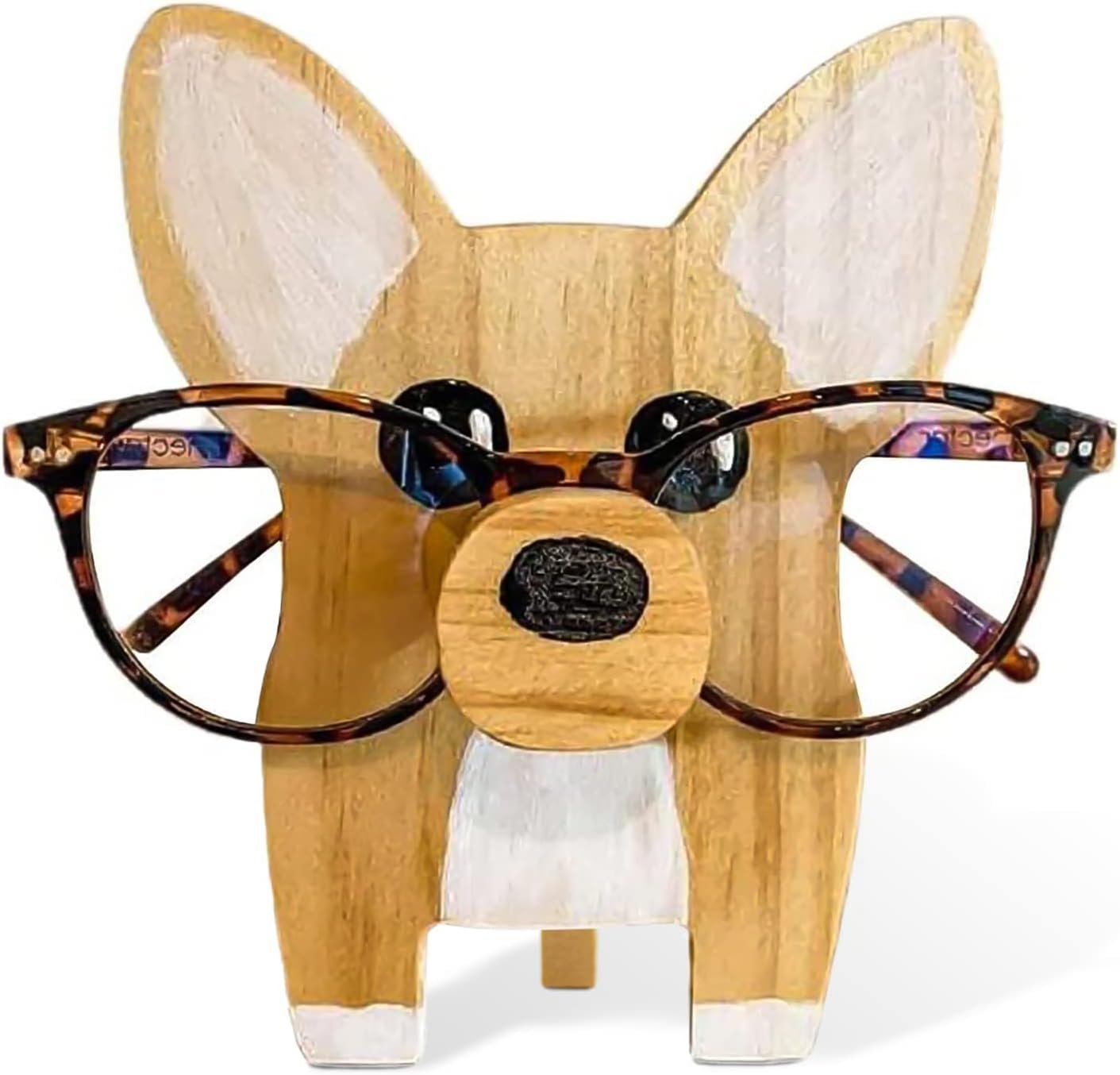 Creative Animal Glasses Stand, Wooden Corgi Eyeglass Holder, Spectacle Display Rack, Sunglasses Display Rack for Home Office Desk Decor Accessories