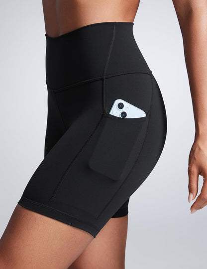 CRZ YOGA Women Butterbreeze Athletic Biker Shorts with Pockets 6'' - Workout Gym Running Volleyball Yoga High Waist Shorts