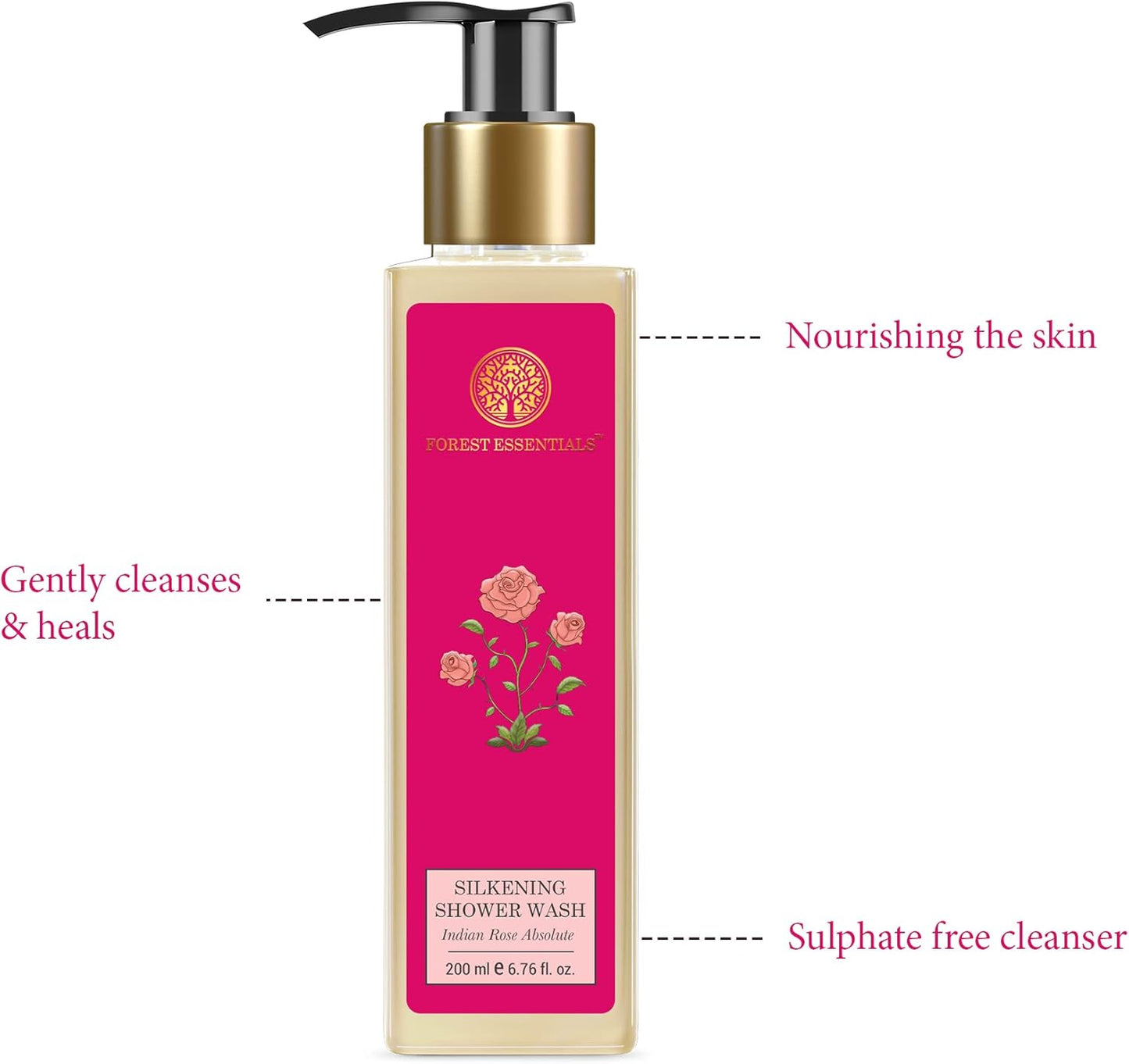 Forest Essentials Indian Rose Absolute Silkening Shower Wash, 200ml