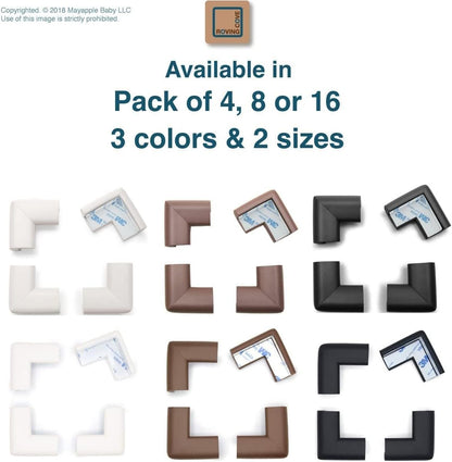 Roving Cove¨ 4-Piece EXTRA PURE, EXTRA DENSE"Safe Corner™ Cushion" - VALUE PACK - ONYX; Premium Childproofing Corner Guard - Child Safety Home Safety Furniture and Table Edge Corner Protectors