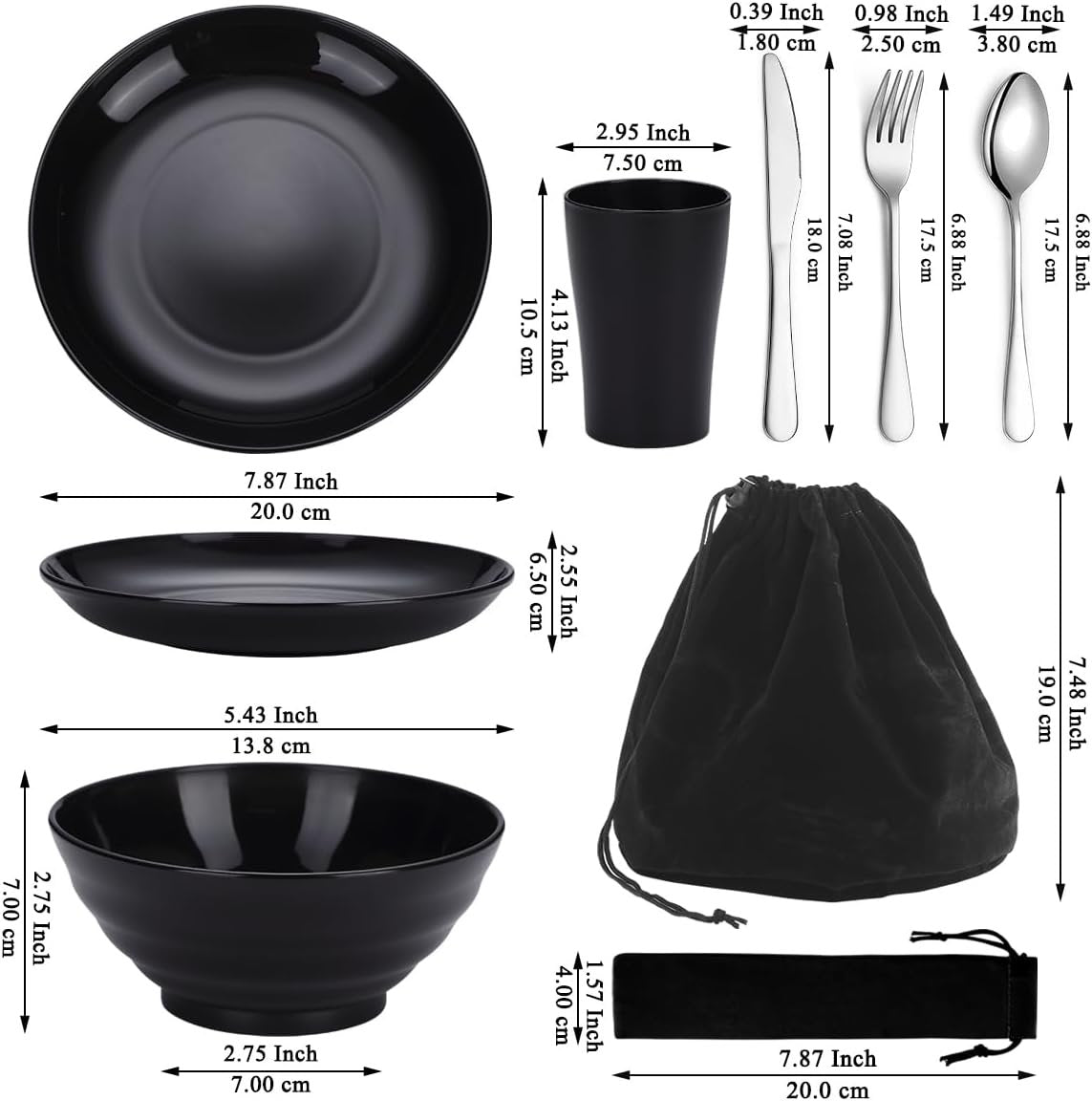 Kyraton Camping Utensils, Mess Kit for Travel, Picnic, Outdoor - Gear Includes Knife, Spoon, Fork Cutlery Set, Cup, Bowl, Plate - Essentials for 1