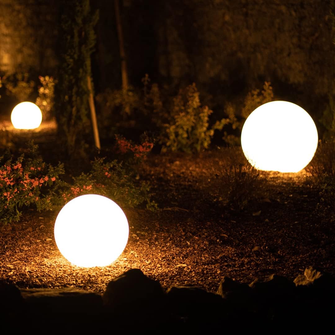 Danieli Garden Light Ball 40 cm Made in Italy | Sphere M LED Warm Light | LED Ball Shape Garden Lights Outdoor-Indoor | IP20 Transformer 1.1 m and IP67 LED