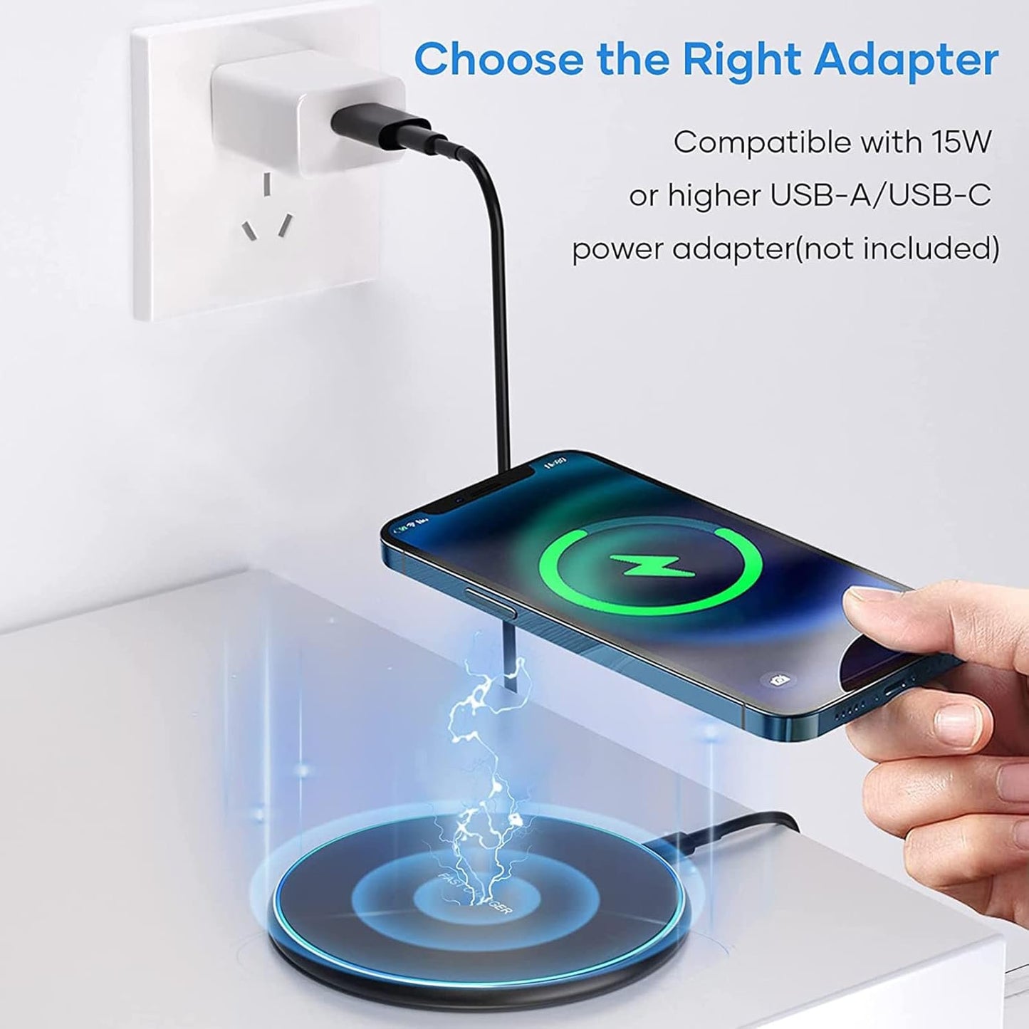 POWERIVER Wireless Fast Charger, Qi Induction Charger Compatible with iPhone 14/15/13/12/11/ Pro/XS Max/XR/XS/X, AirPods 2/3/Pro, Samsung Galaxy S23/S22/S21/S10/S9/S8/Note 20/10