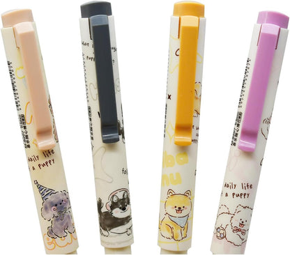 Maydahui 8 Pcs Erasable Pens Cartoon Dog Gel Pens Kawaii Teddy Samoy Shiba Inu Puppy Pen Mistake Free Writing Blue Ink Soft Sponge Grip For Dog Lovers School Office Supplies