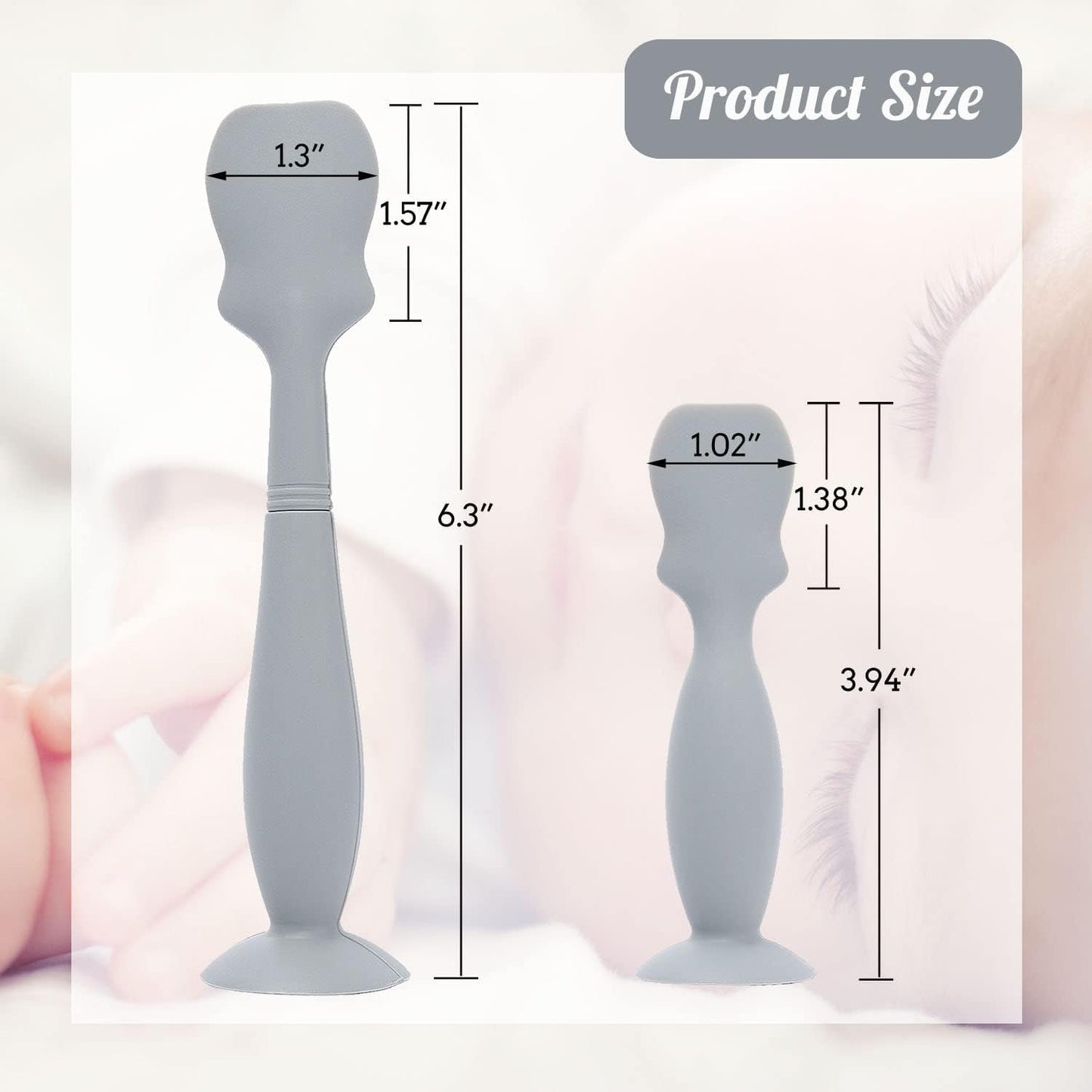 Horuhue Baby Diaper Cream Spatula, 4 Pack Baby Diaper Brush with Humanized Handle and Suction Cup, Baby Cream Applicator Newborn Butt Paste Spatulas (Grey & White)