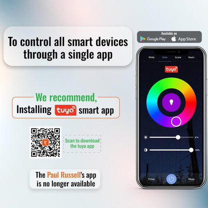 Paul Russells Smart LED Candle Bulb, 4.8W E27 Edison Screw, 450lm, Compatible with Alexa and Google Home Light Bulbs, 40W Energy Saving, No Hub Require, RGBCW 2700K-6500K,Wi-Fi 2.4GHz Only, 10 Packs