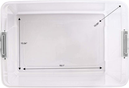 HOMZ 2-Pack Secure Latch, Clear Plastic Storage Organizer Bins, 64 Quart, Blue Lid - Stackable Container Boxes for Bedroom, Bathroom, Garage, and Office Organization