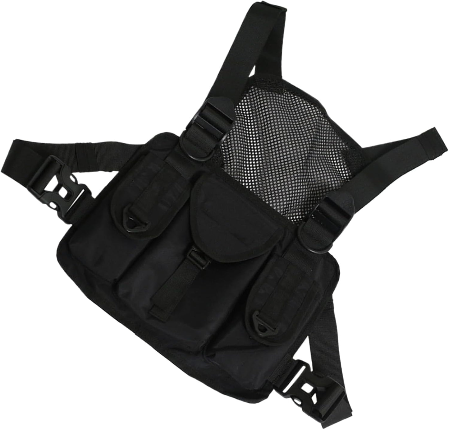 Running Chest Pack, Adjustable Shoulder Harness, Lightweight Pouch, Multiple Compartments, Secure Strap Organizer for Jogging, Hiking, Travel, Outdoor Sports 11.02x9.06x0.79 inches
