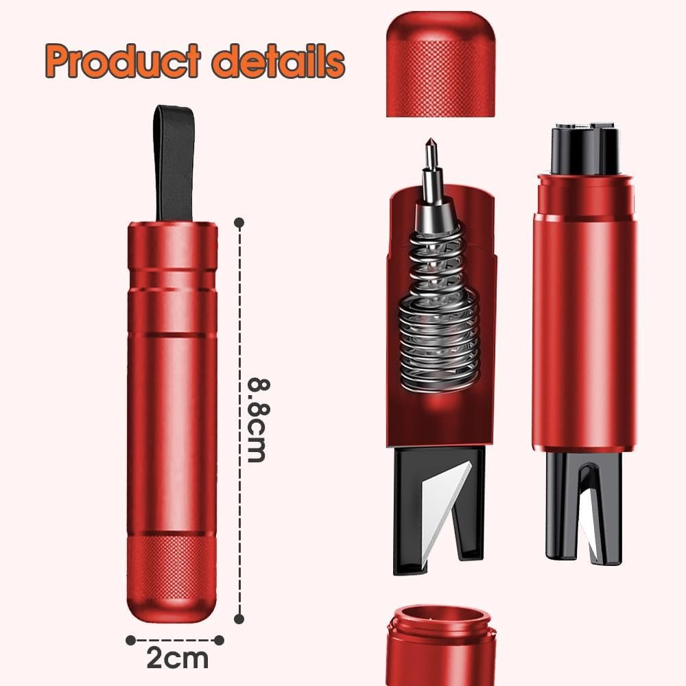Chamgeco 2PCS Car Glass Breaker with Seatbelt Cutter, Portable 2-in-1 Safe Hammer Car Window Breaker Under Water, Functional Auto Glass Breaker, Emergency Window Breaking Tool Car Escape Tools (Red)