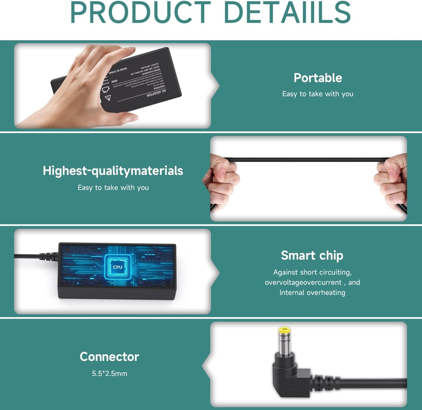 19V HP Monitor Power Cord for 27" 25" 23.8" 23" 21.5" 20", HP 27XW, 27XI, 27BW, 27ER, 27ES, 25XW, 25BW, 25XI, 24EA, 23XI, 23BW, 23CW, 23ES, 22CWA, 22BW, 22FI, 20XI, ADPC1945 Power Supply