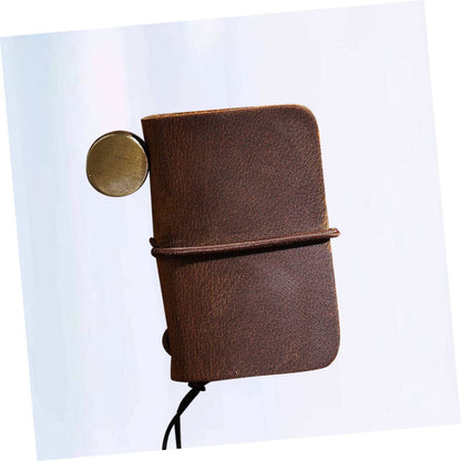 Uonlytech Mini Notebook for Students and Office Workers Practical Portable Stationery for Daily Use School Supplies for Writing Notes and Recording Plans Brown Cowhide Cover