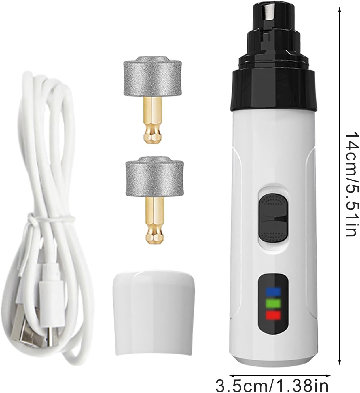 Nail Grinder, Quiet Cat Nail Trimmer, 2-Speed Adjustable, Rechargeable Grooming Tool, Low Vibration, Safe Grinding Head, for Pet Hygiene, Relaxing Home Cleaning