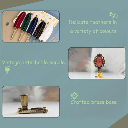 Joyeee Feather Calligraphy Dip Pens and Nibs, Stationery Paper, Pen Base, Spoon, Black Ink Bottle, Dip Pen Wooden for Writing Letters, Greeting Cards, Valentine’s Day Writing Drawing Lover