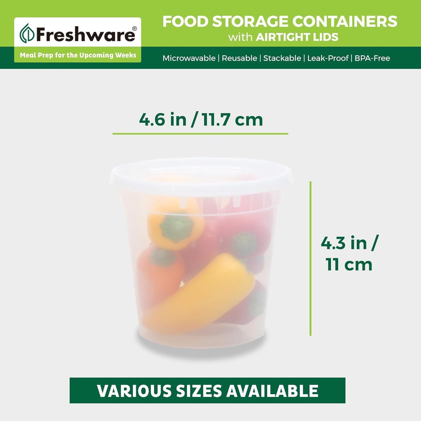 Freshware Food Storage Containers [48 Set] 24 oz Plastic Deli Containers with Lids, Slime, Soup, Meal Prep Containers, BPA Free, Stackable, Leakproof, Microwave/Dishwasher/Freezer Safe