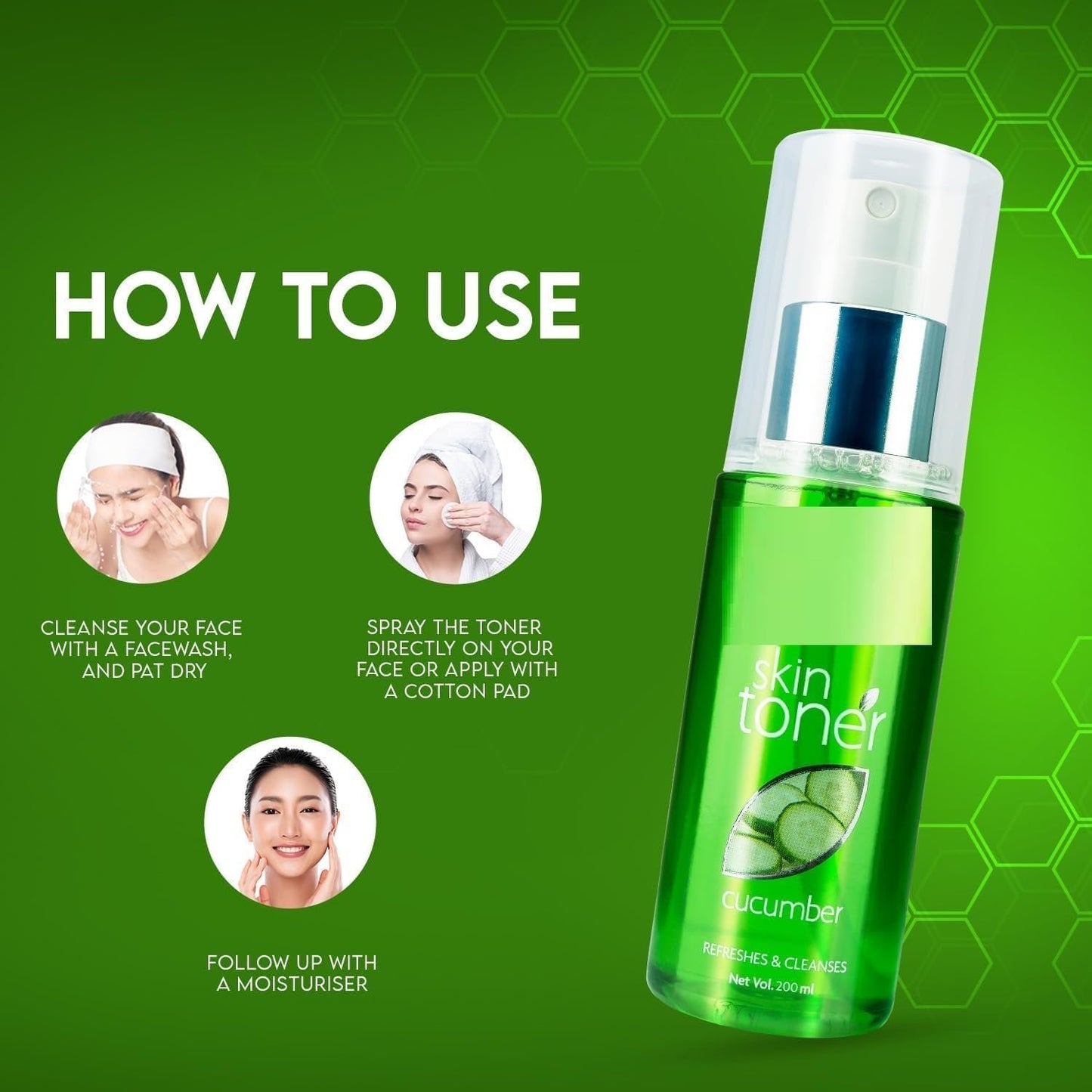 NACHT Herbal Cucumber Skin Toner For Glowing And Hydrating Skin | Face Mist & Toner for Oily & Acne Prone Skin | Cleansing & Pore Tightening | Paraben, Alcohol And Chemical Free 200ml