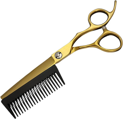 Forbici da Parrucchiere, Attrezzi Per Taglio Capelli, Forbici Sfoltitrici 2 in 1 con Pettine Rimovibile per Uomo Donna Taglio Capelli a Casa Viaggio Parrucchieri Salone Domestico Cura Personale