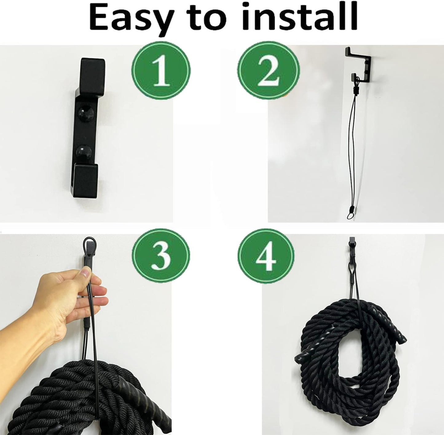 Pmsanzay Exercise Rope Storage Hanger, Wall-Mounted Heavy Duty Metal Battle Rope Storage Hook Bracket,Rope Storage Rack for Exercise Rope Battle Rope in Home Gym or Commercial Gym