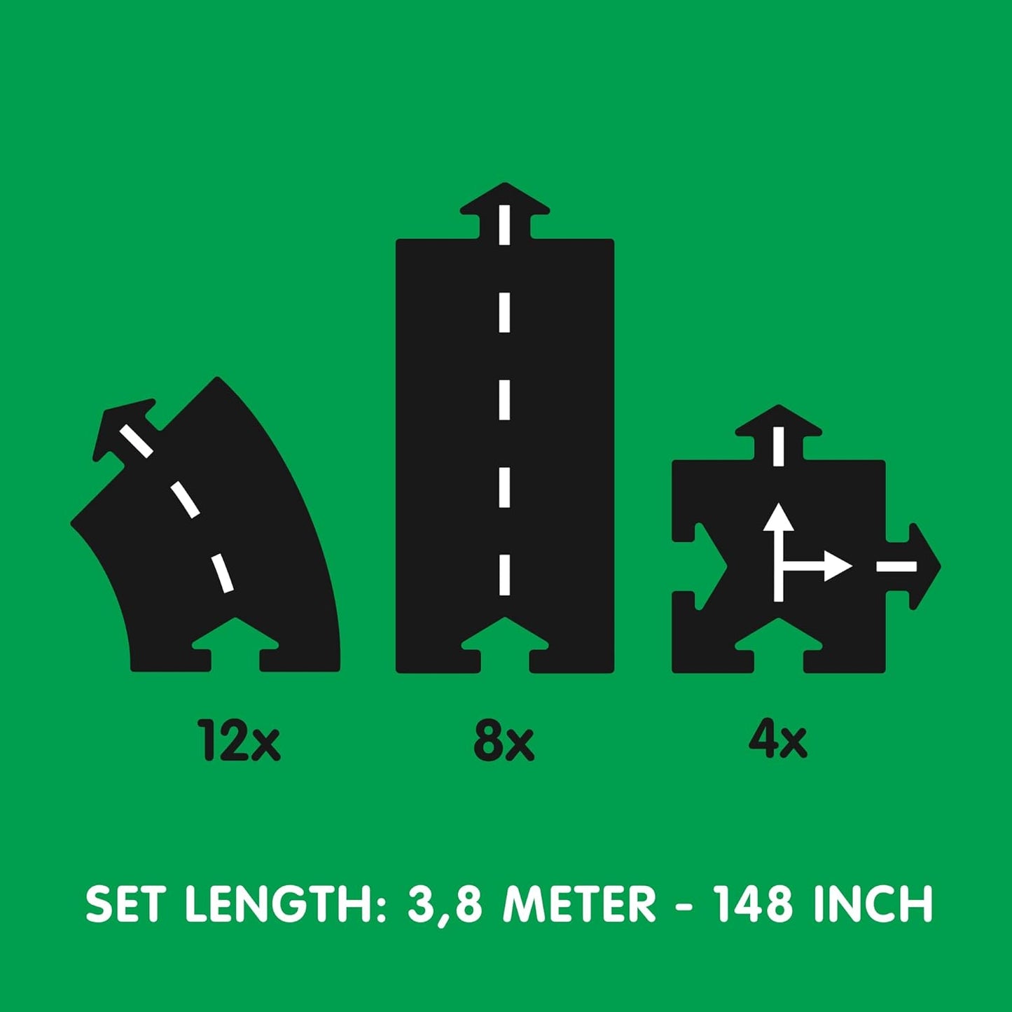 waytoplay -Starterset Highway 24 Pieces Black with White Stripes 27 x 14.5 x 7.5 cm