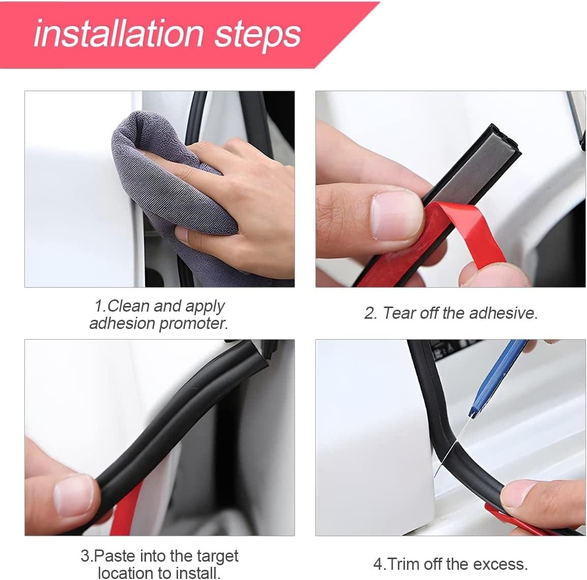 Car Door Rubber Seal Strip - Double Layer 5 Holes Self Adhesive Sealing Stickers, Noise Insulation Weatherstrip Edge Protector, Auto Interior Accessories for Tailgate (32.8FT)