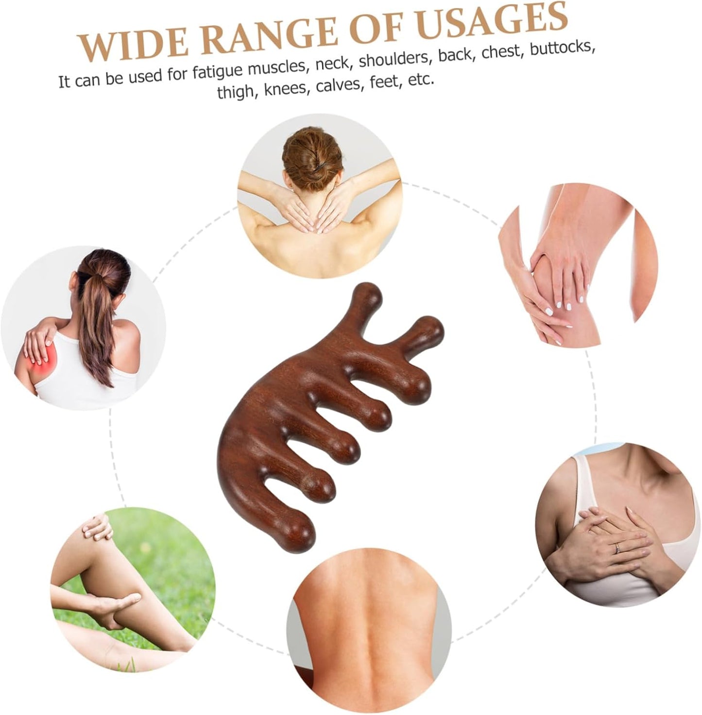 OATIPHO Massaggiatore Per La Testa Pettine Levigante i Attrezzo Largo Massaggiatori Gua Sha Accessori Per La Cura Dei Rottame Manuale Tasca Di Legno Coffee